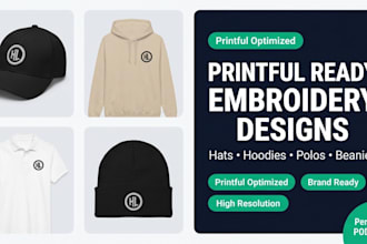 create printful ready embroidery designs for hats and apparel