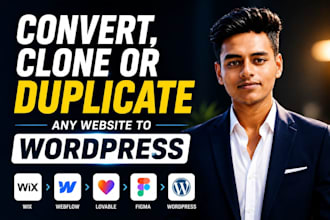 copy clone convert or duplicate, wix webflow lovable figma to wordpress website