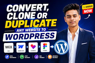 copy clone convert or duplicate, wix webflow lovable figma to wordpress website