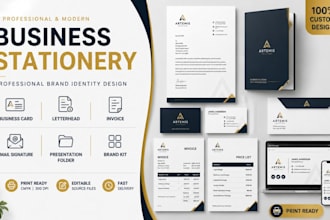design modern business card letterhead invoice stationery logo brand kit design