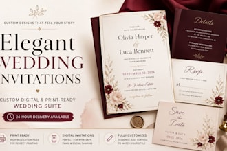 design elegant wedding invitation, digital invitation card, luxury wedding suite
