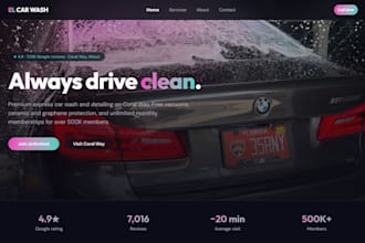 design premium car detailing, car wash, auto detailing website