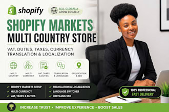 setup shopify markets multi country store vat duties taxes currency translation