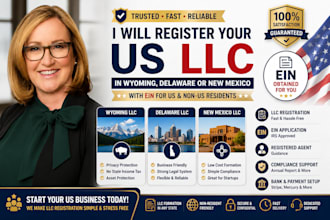 register your llc in wyoming, delaware, nm with ein for US and non US residents