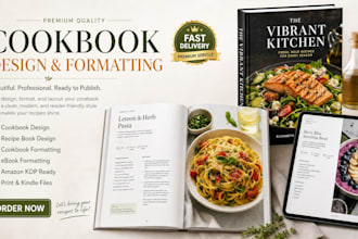 write healthy cookbook, cookbook formating, cookbook design recipe book or ebook