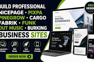 build nicepage pixpa pinegrow  cargo fabrik funk out music burking websites