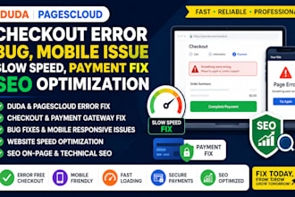 duda pagecloud checkout error bug mobile issue slow speed payment fix seo