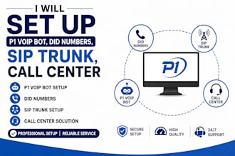 set up p1 voip bot, did numbers, sip trunk , call center