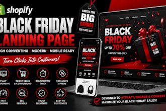 design shopify black friday landing page cyber monday sales page expert