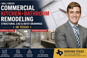 design commercial kitchen bathroom remodeling structural cad revit drawing in tx
