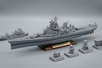 create custom 3d battleship, naval weapon models, military vessel for 3d print