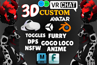 create game ready vrchat avatar, furry character, VR model