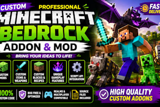 create custom minecraft bedrock addon mod and behavior pack java developer