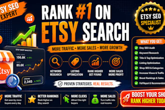 optimize etsy shop with SEO, keywords, tags, listings organic traffic etsy sales