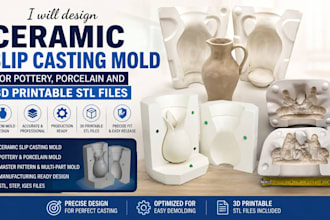 design ceramic slip casting mold for pottery porcelain and 3d printable stl file