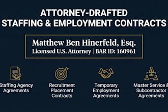 draft an attorney drafted staffing agency agreement for recruiters
