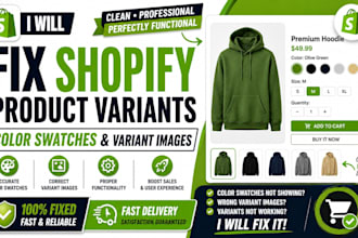 fix shopify product variants color swatches and variant images