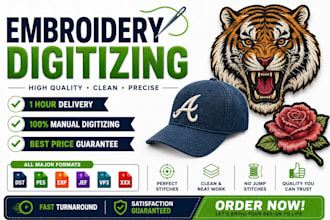 do embroidery digitizing, logo digitizing in dst, pes, emb, jef file