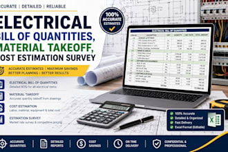 provide electrical bill of quantities, material takeoff, cost estimation survey