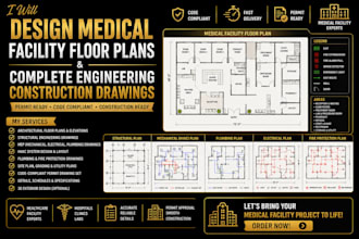 design medical facility floor plans and complete engineering construction plans