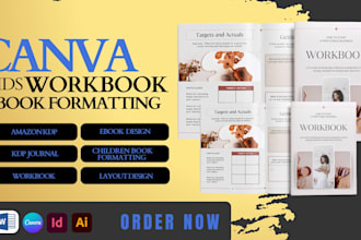 canva kids workbook, children book formatting, KDP journal planner layout design