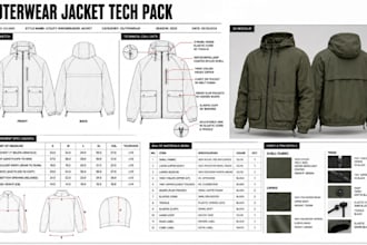 create a outerwear jacket manufacturer ready tech pack for fashion brands