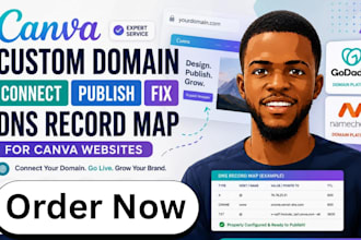 canva website custom domain connect publish live hair stylist fix now dns record