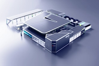 automatic 3d ev charging station, ev solar carport,petrol station,parking render