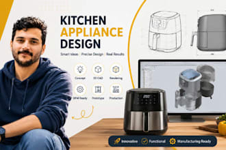 kitchen appliance design, smart kitchen cad, product 3d model designers pro