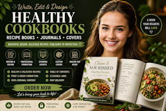 write and edit healthy cookbook format cookbook recipe book design journal cover