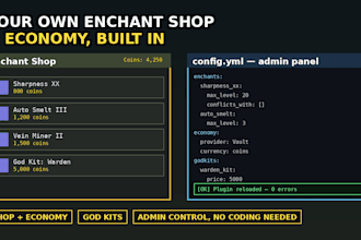 build a custom enchant plugin with shop and economy for your minecraft server