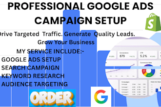 create, manage your google ads manager campaign, goo gle adwords for ecommerce