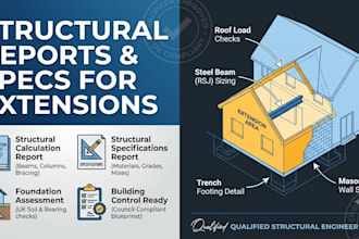 create a structural calculation and specifications report for extension