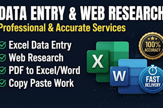 do professional data entry, web research, and PDF work