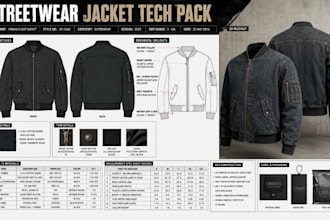 create a streetwear jacket manufacturer ready tech pack