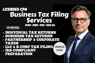 prepare and file your US business tax return as a licensed CPA