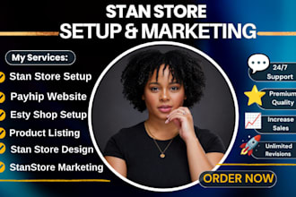 setup stan store, stanstore marketing, upload digital product, esty shop, payhip