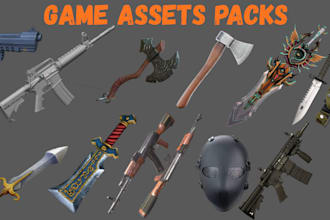do custom low poly weapons packs guns pistols shotgun swords axes spears knives