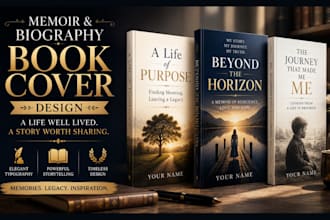 design a memoir or biography book cover with elegant typography