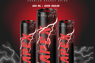 design premium energy drink can packaging for your brand