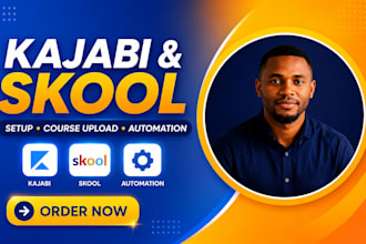 build kajabi online course, skool community, automation and course upload