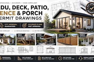 do adu, deck, patio, fence, porch permit drawings for city approval