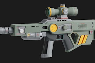 3d gun model, assault rifle, military gun, bipod stand,gun red dot sight, sniper