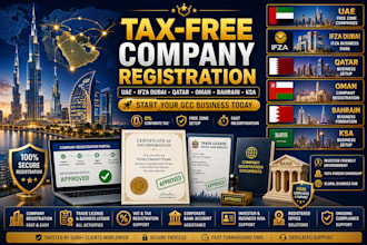 register your tax free company in uae, ifza dubai, qatar, oman, bahrain, ksa
