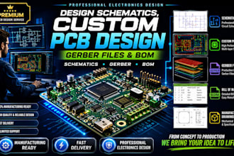 design schematics, custom pcb design, gerber files and bom