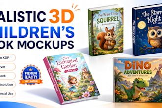 create realistic 3d children book mockups kids book cover for amazon marketing