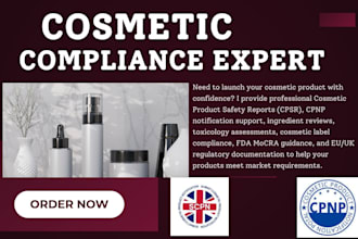 prepare safety report, cpnp, cosmetic compliance, mocra, and fda documentation