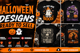 design a halloween pod bundle for merch teespring and redbubble