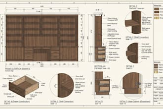 do shop drawing, joinery, millwork, woodworking, furniture drawing