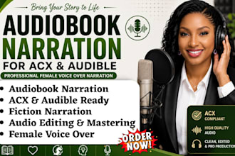 narrate your audiobook for acx audible with female voice over narration